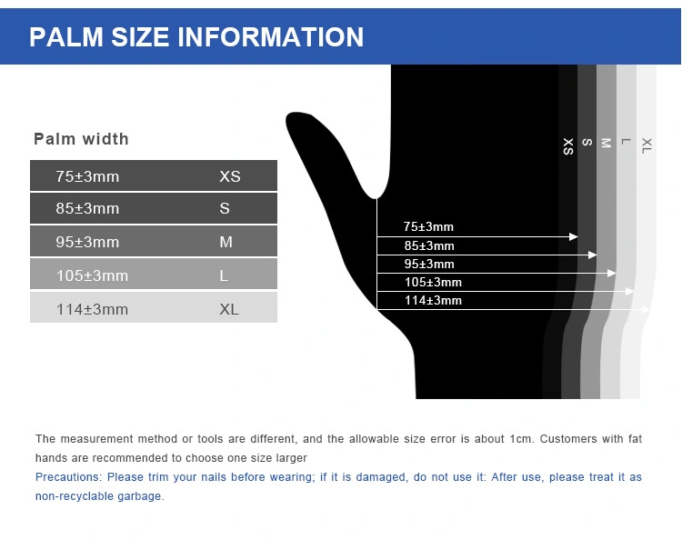 Manufacturer Powder-Free Nitrile Inspection Disposable Gloves for Food Touch