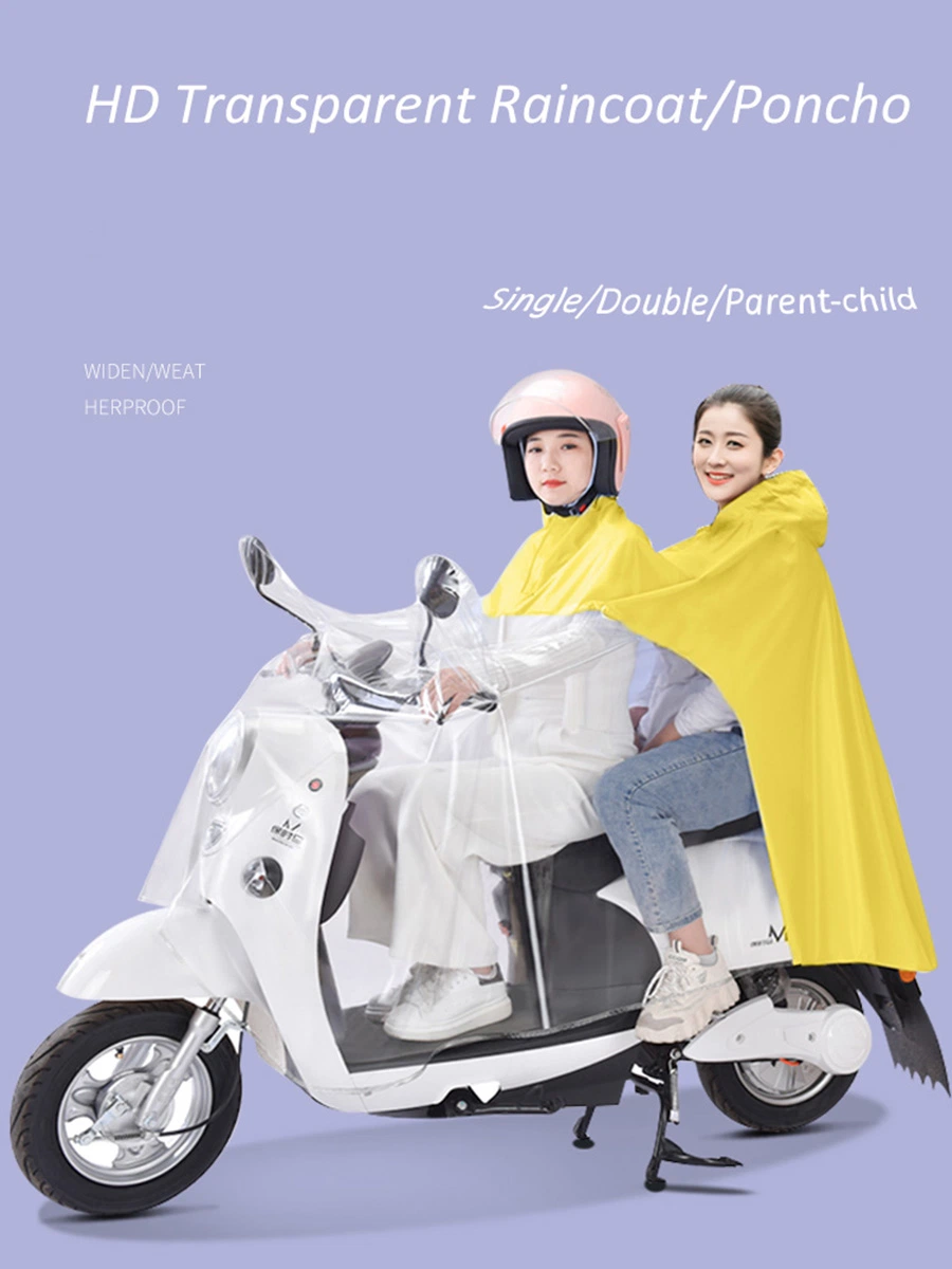 Outdoor Customizable PU/PVC/Oxford Men Women Double Person Scooter Rain Poncho Cape Jacket Raincoat Rainwear for Motorcycle electric Bike Riders