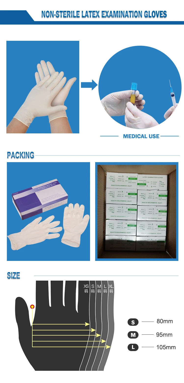 Disposable Medical Latex Gloves Powdered or Powder-Free Sterile Latex Surgical Gloves Powdered with CE and ISO