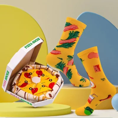 Einzigartiges Design für Damen, Pizza-Geschenk, bunte Crew, süße Socken, Neuheitssocken, Lady Food, modische Socken für Damen, Elites