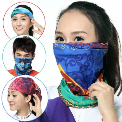 Sublimation Individuell bedruckte multifunktionale Polyester-Mikrofaser-Nahtlos-Angelhalsschlauch-Schal-Biker-Bandanas