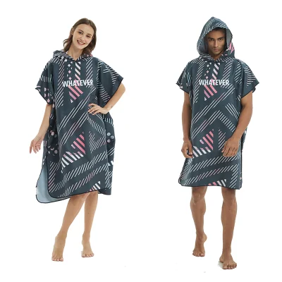 Personalisierter, saugfähiger, schnell trocknender Mikrofaser-Kapuzenhandtuch-Surf-Poncho mit individuellem Logo