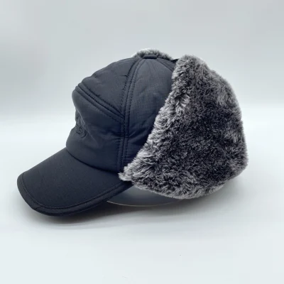 Gorros Jagd-Trapper-Mütze, 100 % Cord, individuelles Leder-Patch, russischer Stil, Uschanka, Winter, 5 Panel-Hut, Ohrenklappe, Großhandel